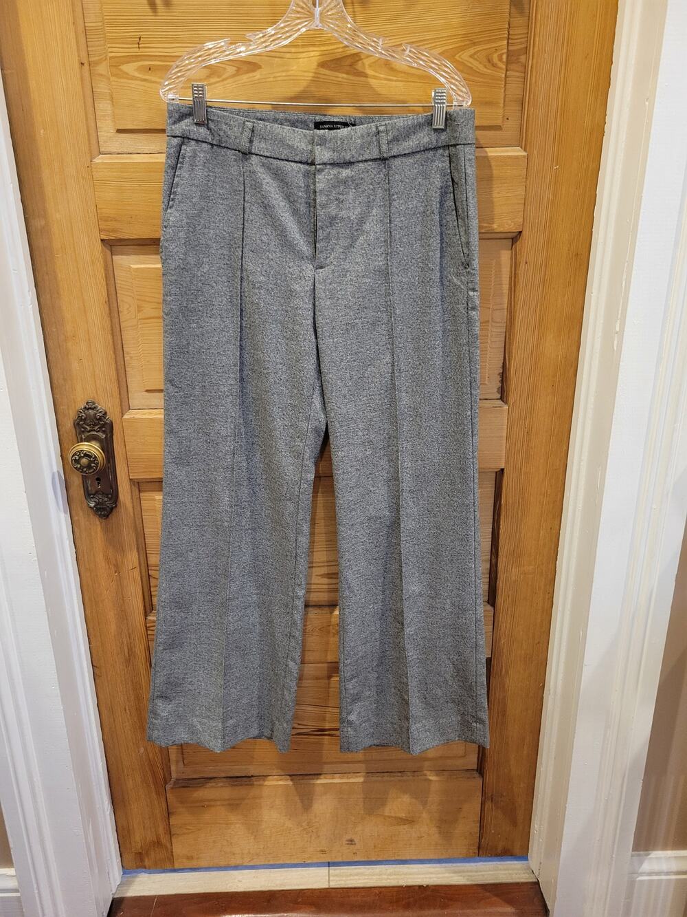 Banana Republic Gray Heather Wide Leg Pintuck Trousers Size 10